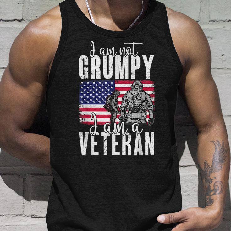 I Am Not Grumpy I Am A Veteran Patriotic Veteran Humor Unisex Tank Top Gifts for Him