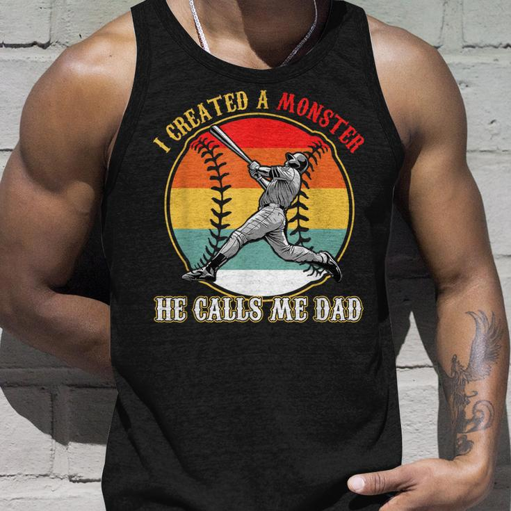 I Created A Monster He Call Me Dad Baseball Fathers Day Unisex Tank Top Gifts for Him
