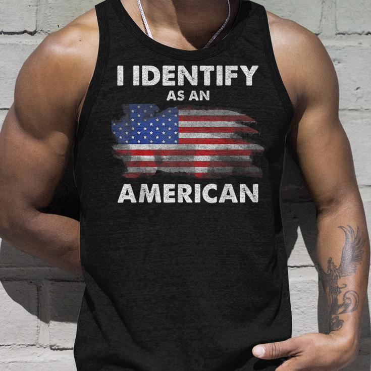 I Identify As An American Politics Us Flag Proud American Unisex Tank Top Gifts for Him