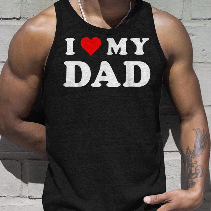 I Love My Dad Red Heart Family Matching Love Fathers Day Unisex Tank Top Gifts for Him