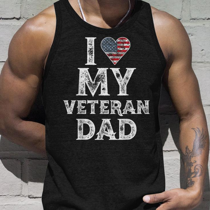 I Love My Veteran Dad Vintage Veterans Day Gift Unisex Tank Top Gifts for Him