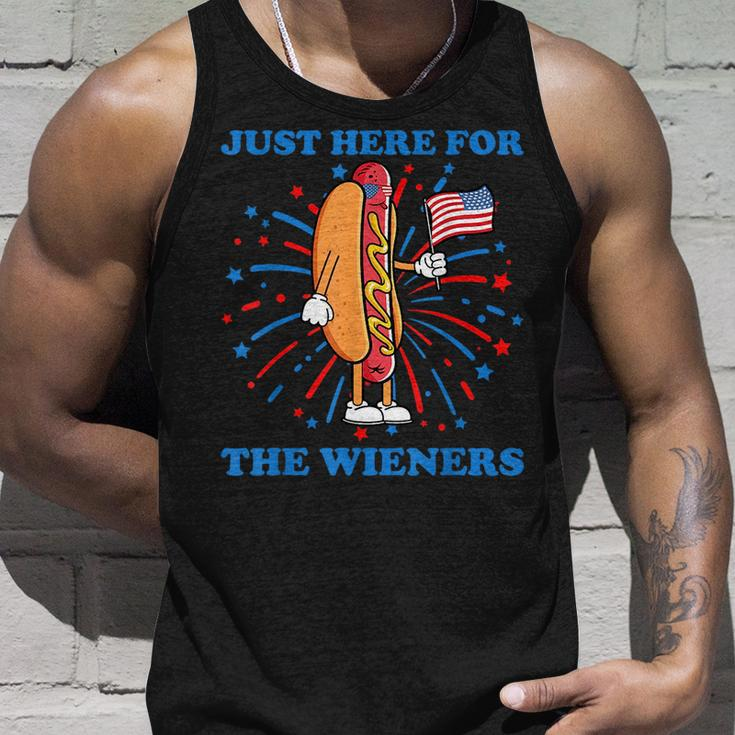 Im Just Here For The Wieners Funny Fourth Of July Hot Dog Unisex Tank Top Gifts for Him