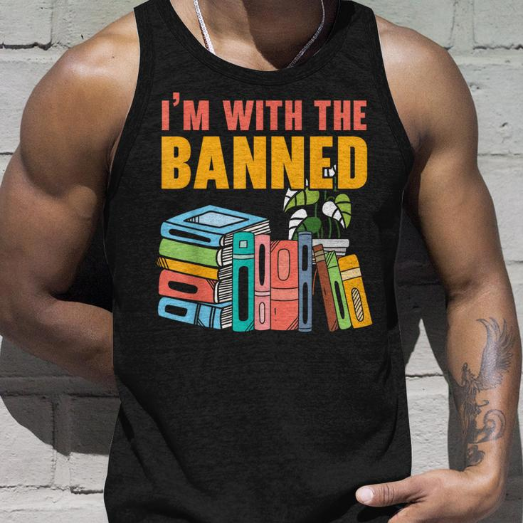 Im With The Banned Bookworm Book Lover Bibliophile Unisex Tank Top Gifts for Him