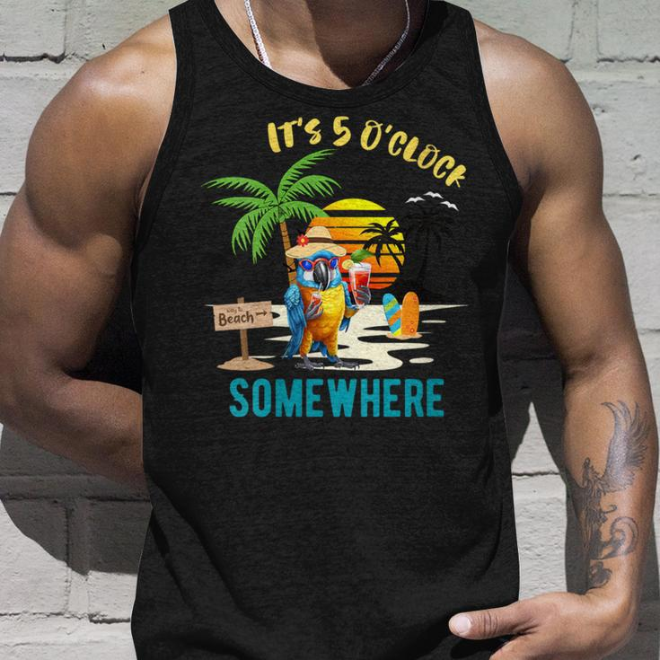 It's 5 O’Clock Somewhere Parrot Sunset Drinking Tank Top Gifts for Him