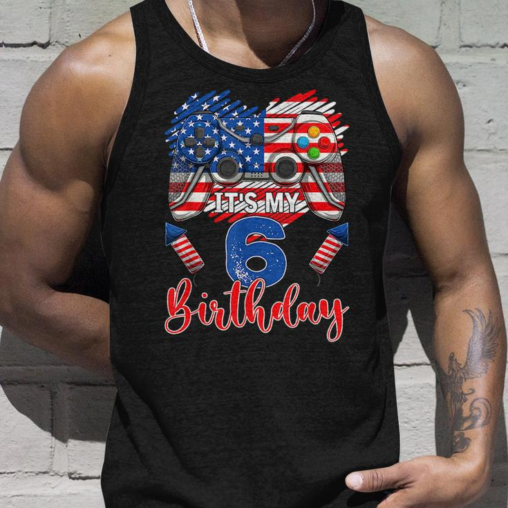 Its My 6Th Birthday 6 Years Old July 4Th Gamer Controller Unisex Tank Top Gifts for Him