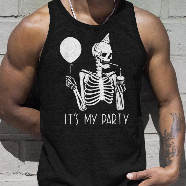 Its My Party Lazy Halloween Costume Skeleton Skull Birthday Tank Top Gifts for Him