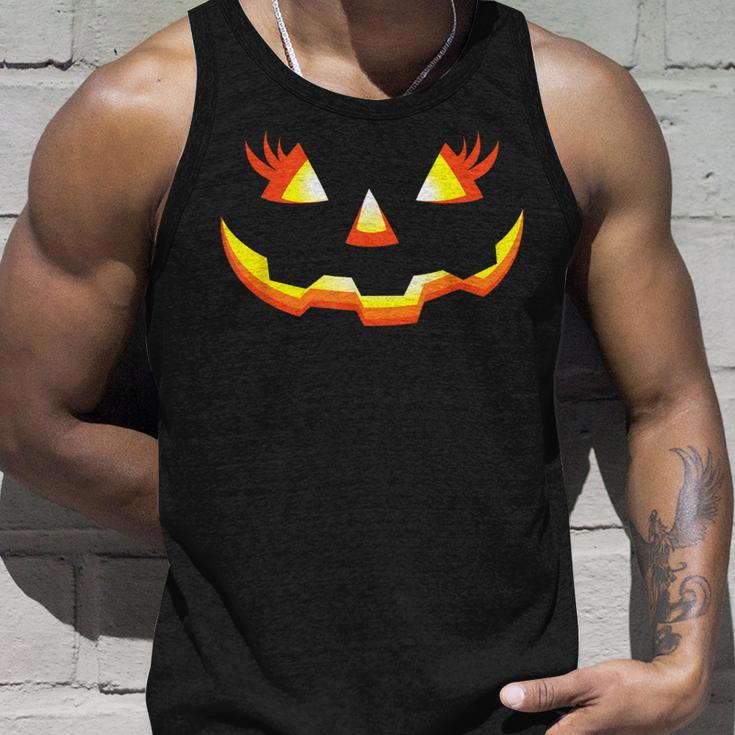 Jack O Lantern Face Pumpkin Eyelashes Halloween Costume Tank Top Gifts for Him