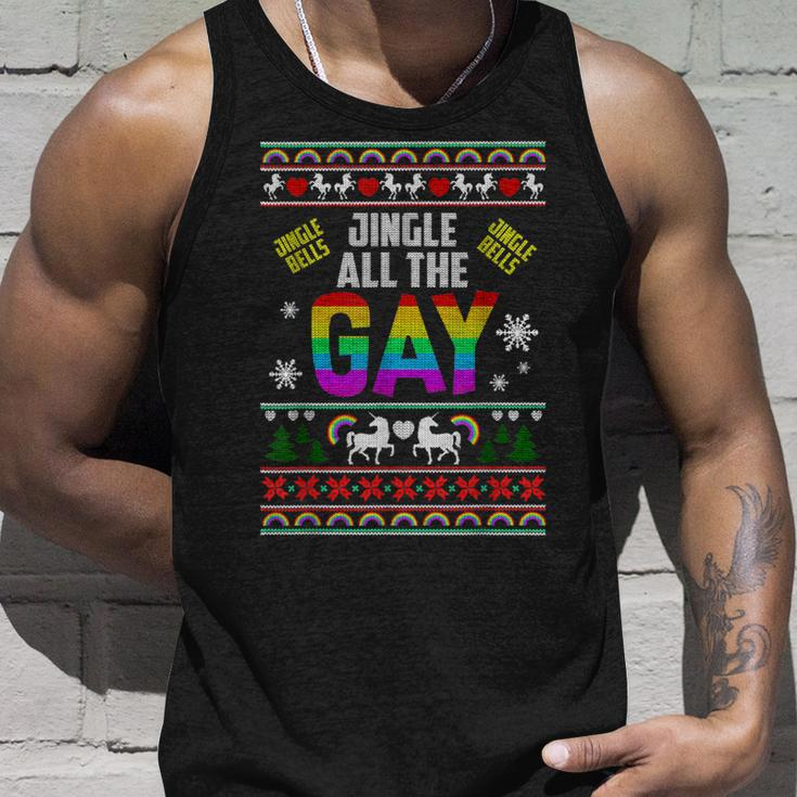 Jingle Bells Jingle All The Gay Ugly Christmas Sweater Tank Top Gifts for Him