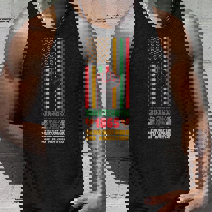 Junenth - Fist - Flag - 1865 - Remembering Our Ancestors Unisex Tank Top Gifts for Him