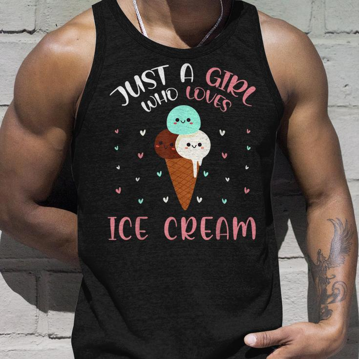 Just A Girl Who Loves Ice Cream Lover Cute Summer Vacation Unisex Tank Top Gifts for Him
