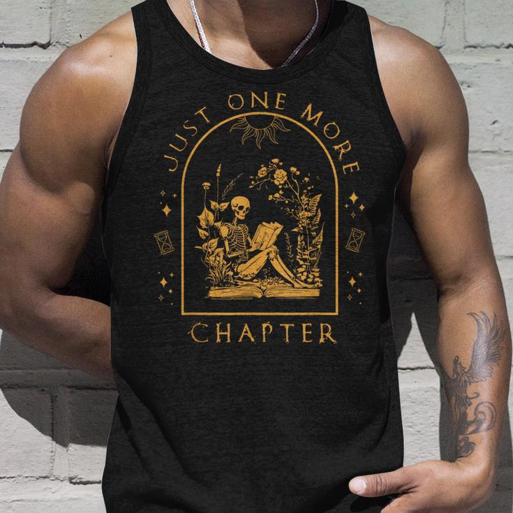 Just One More Chapter Vintage Skeleton Reading Book Reader Tank Top Gifts for Him