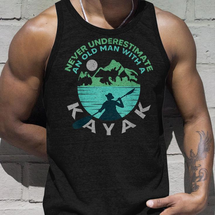 Kayaking Dad Never Underestimate An Old Man With A Kayak Unisex Tank Top Gifts for Him