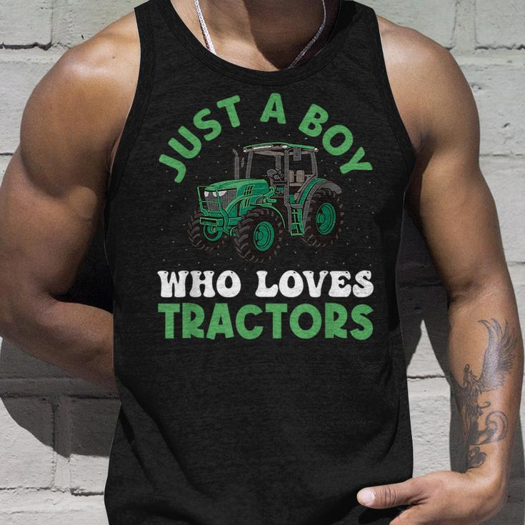 Kids Farm Lifestyle Just A Boy Who Loves Tractors Unisex Tank Top Gifts for Him