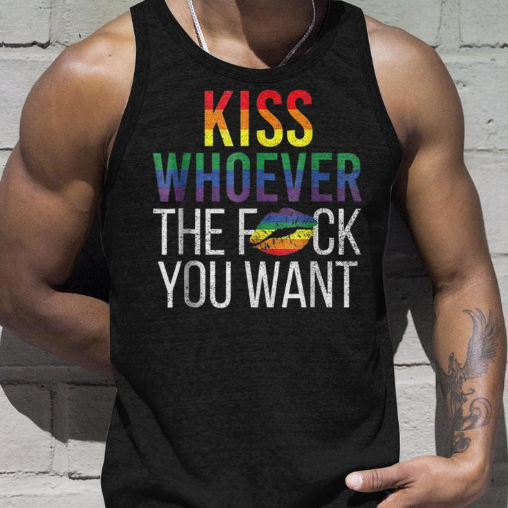 Kiss Whoever The F Fuck You Want Gay Lesbian Lgbt Unisex Tank Top Gifts for Him