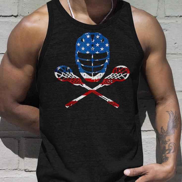 Lacrosse American Flag Lax Helmet Sticks 4Th Of July S Unisex Tank Top Gifts for Him