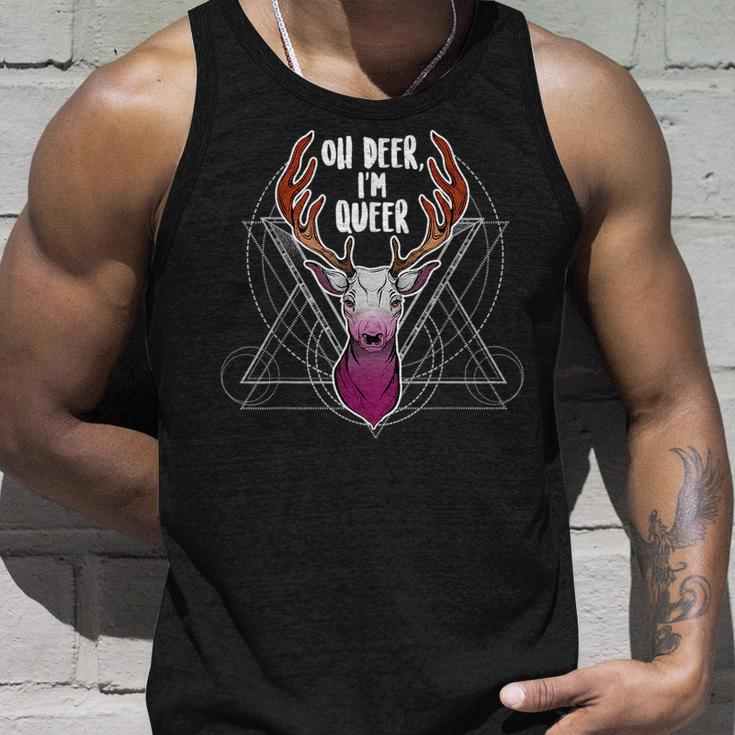 Lesbian Oh Deer Im Queer Lgbt Gay Pride Sapphic Flag Unisex Tank Top Gifts for Him