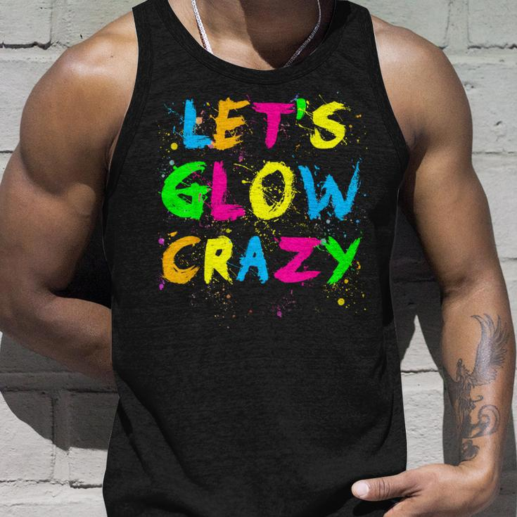 Let Glow Crazy Retro Colorful Quote Group Team Tie Dye Tank Top Gifts for Him