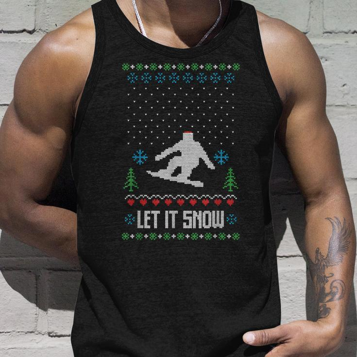 Let It Snow Ugly Christmas Apparel Snowboard Tank Top Gifts for Him