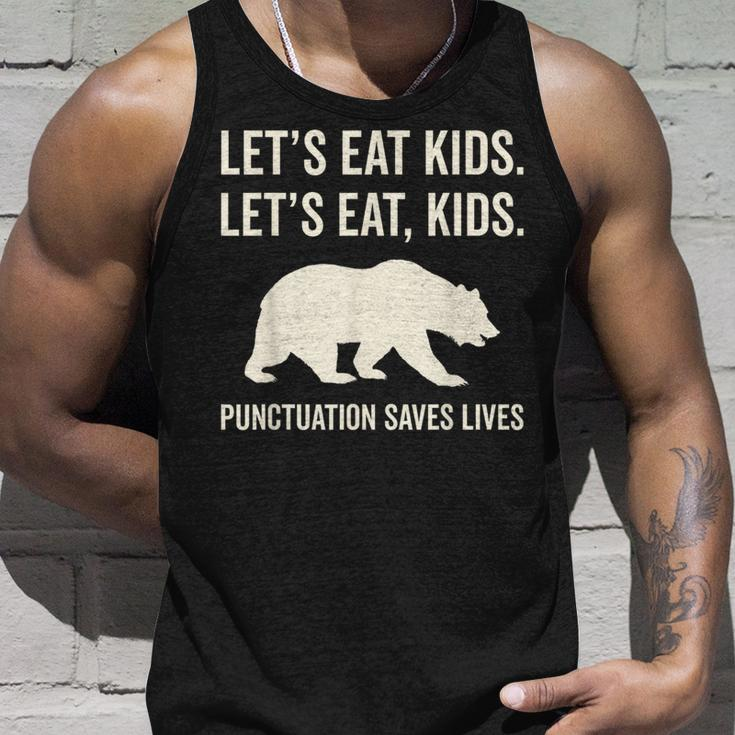 Lets Eat Kids Punctuation Saves Lives Bear Unisex Tank Top Gifts for Him