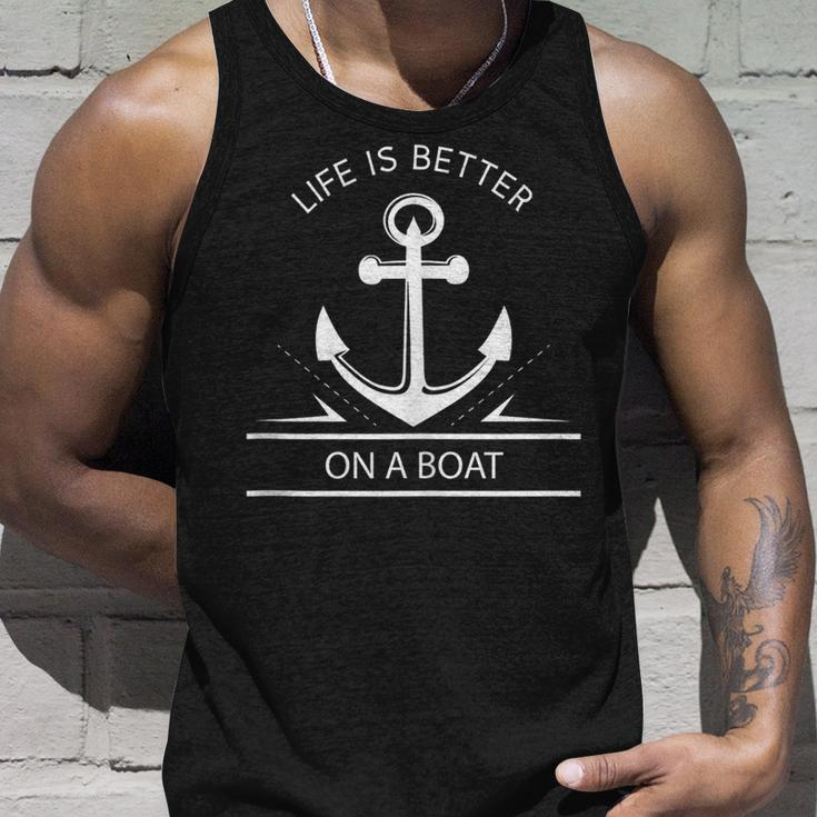 Life Is Better On A Boat Anchor Sailing Quote Captain Crew Tank Top Gifts for Him