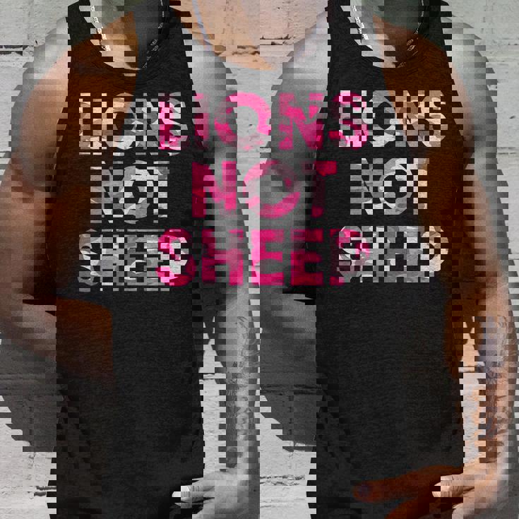 Lions Not Sheep Pink Camo Camouflage Unisex Tank Top Gifts for Him
