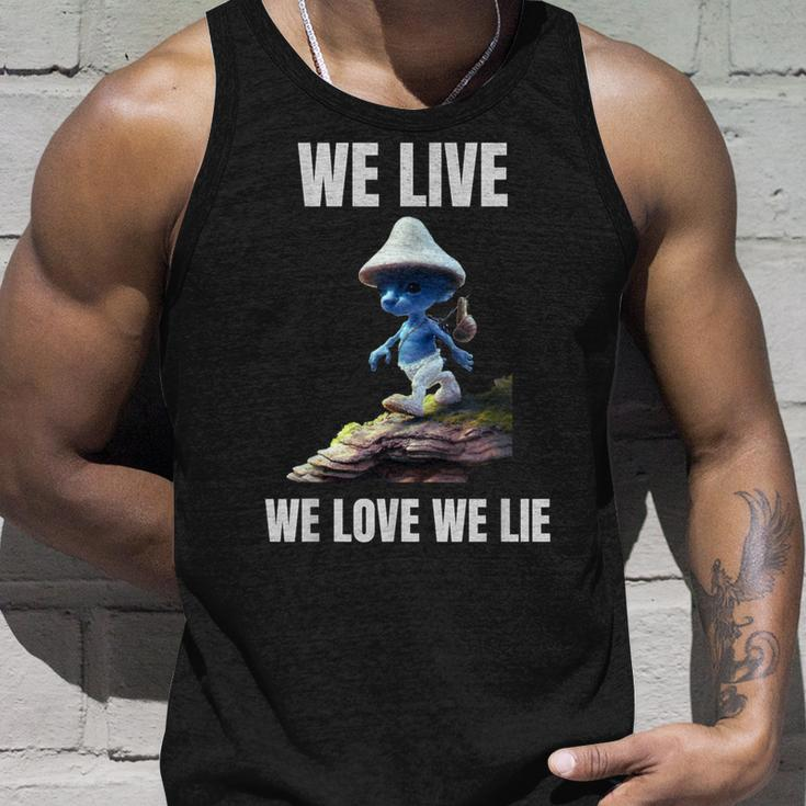 We Live We Love We Lie Cat Meme Tank Top Gifts for Him
