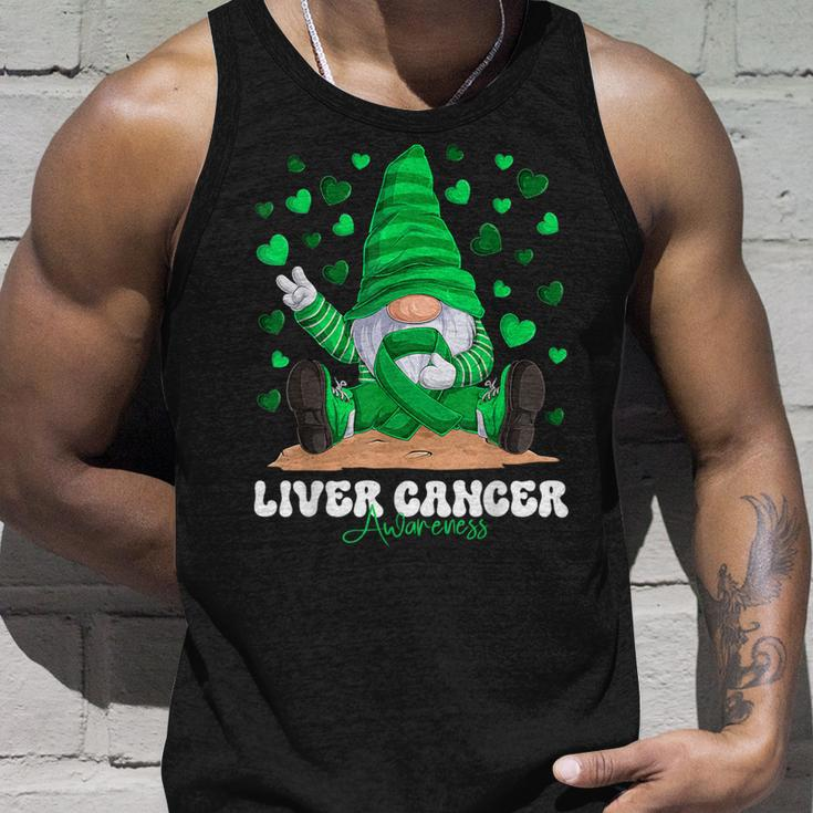 Liver Cancer Awareness Month Green Ribbon Gnome Tank Top Gifts for Him