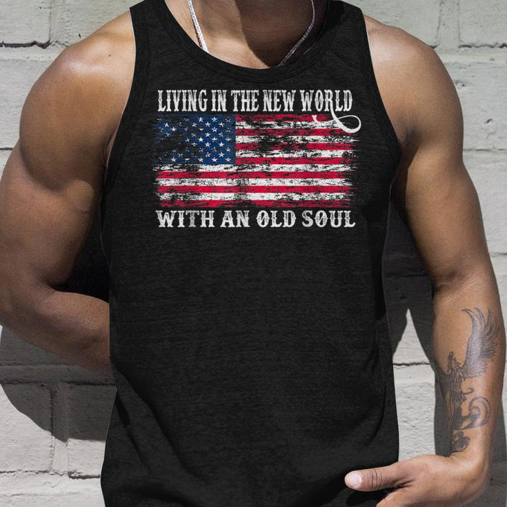 Living In The New World With An Old Soul Tank Top Gifts for Him