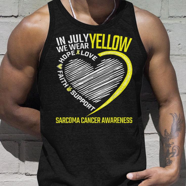 Love Hope Faith July We Wear Yellow Sarcoma Cancer Awareness Tank Top Gifts for Him