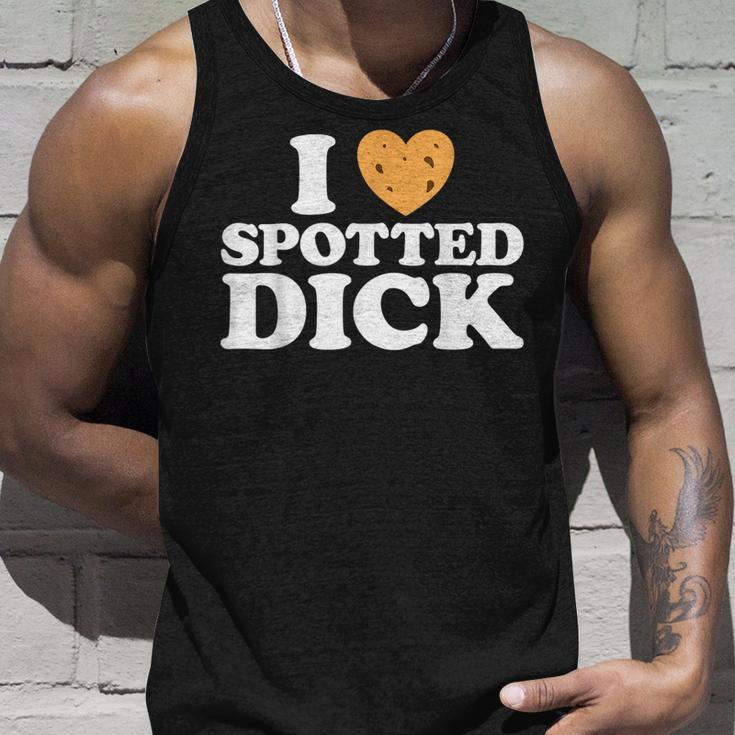 Love Spotted Dick Funny British Currant Pudding Custard Food Unisex Tank Top Gifts for Him