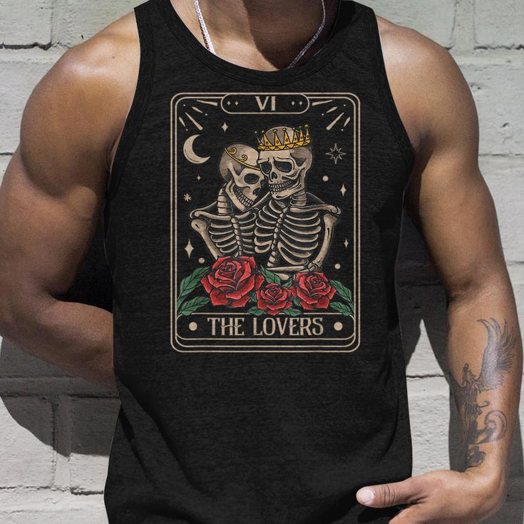 The Lovers Vintage Tarot Card Astrology Skull Horror Occult Astrology Tank Top Gifts for Him