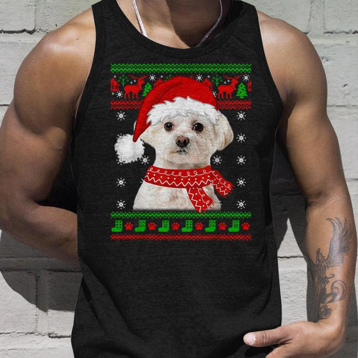 Maltese Dog Ugly Sweater Christmas Puppy Dog Lover Tank Top Gifts for Him