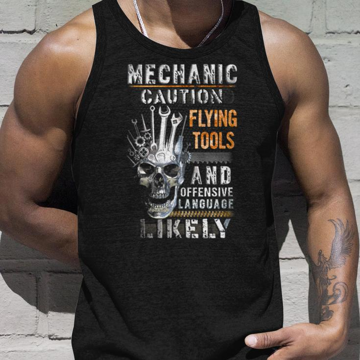 Mechanic Caution Flying Tools And Offensive Language Mechanic Tank Top Gifts for Him