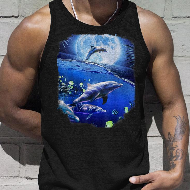 Moon Dolphin Space Dolphins Unisex Tank Top Gifts for Him