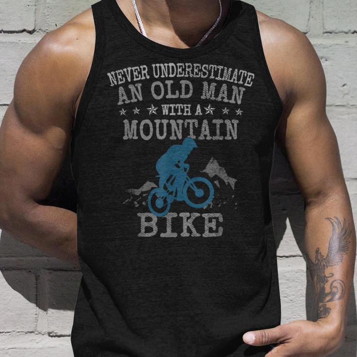 Mtb Never Underestimate An Old Man With A Mountain Bike Gift For Mens Unisex Tank Top Gifts for Him