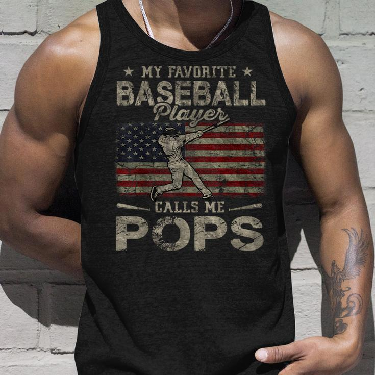 My Favorite Baseball Player Calls Me Pops Fathers Day Unisex Tank Top Gifts for Him