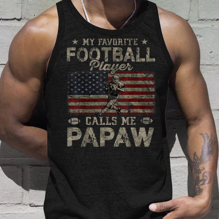 My Favorite Football Player Calls Me Papaw Fathers Day Unisex Tank Top Gifts for Him