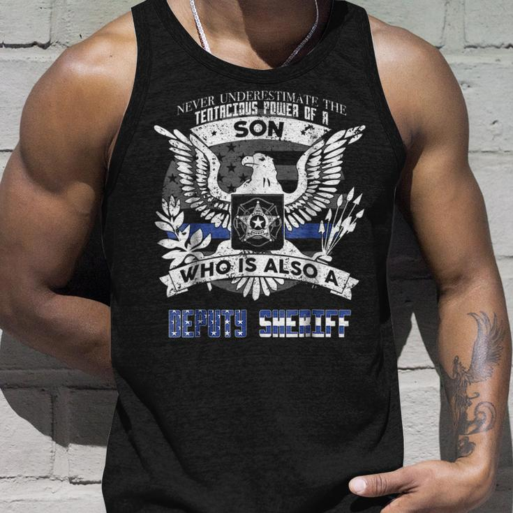My Son The Deputy Sheriff Never Underestimate Police Family Unisex Tank Top Gifts for Him