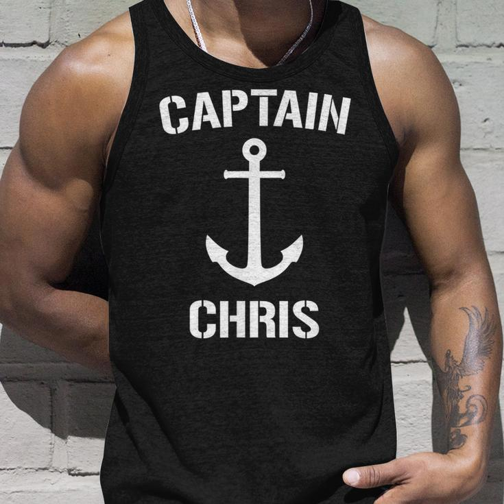 Nautical Captain Chris Personalized Boat Anchor Unisex Tank Top Gifts for Him