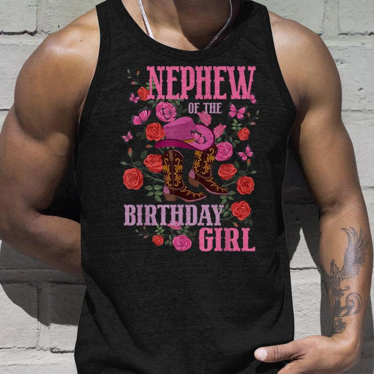 Nephew Of The Birthday Girl Cowgirl Boots Pink Matching Unisex Tank Top Gifts for Him