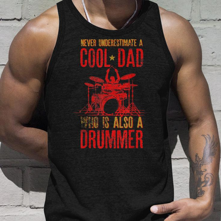 Never Underestimate A Cool Dad Who Is Also A Drummer Gift Gift For Mens Unisex Tank Top Gifts for Him