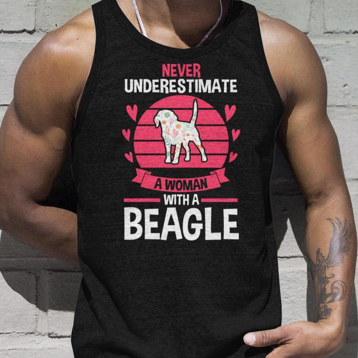 Never Underestimate A Woman With A Beagle Unisex Tank Top Gifts for Him