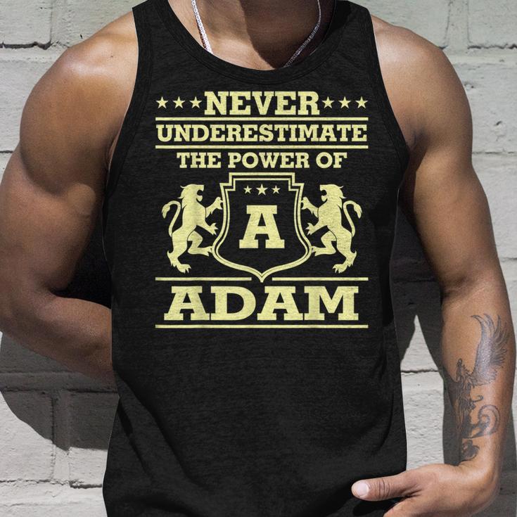 Never Underestimate Adam Personalized Name Unisex Tank Top Gifts for Him