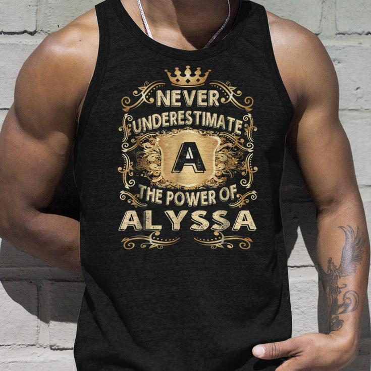 Never Underestimate Alyssa Personalized Name Unisex Tank Top Gifts for Him