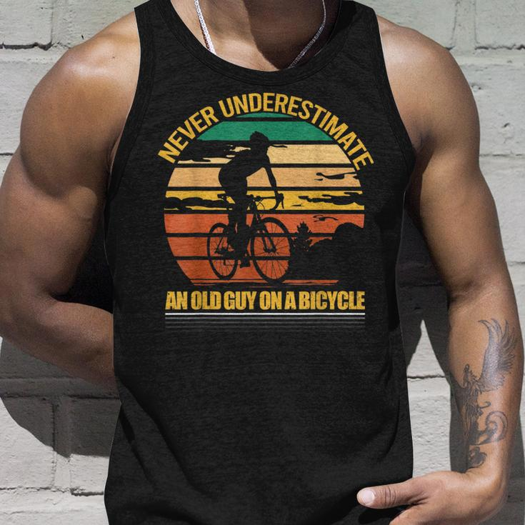 Never Underestimate An Old Guy On A Bicycle For Bike Lovers Unisex Tank Top Gifts for Him