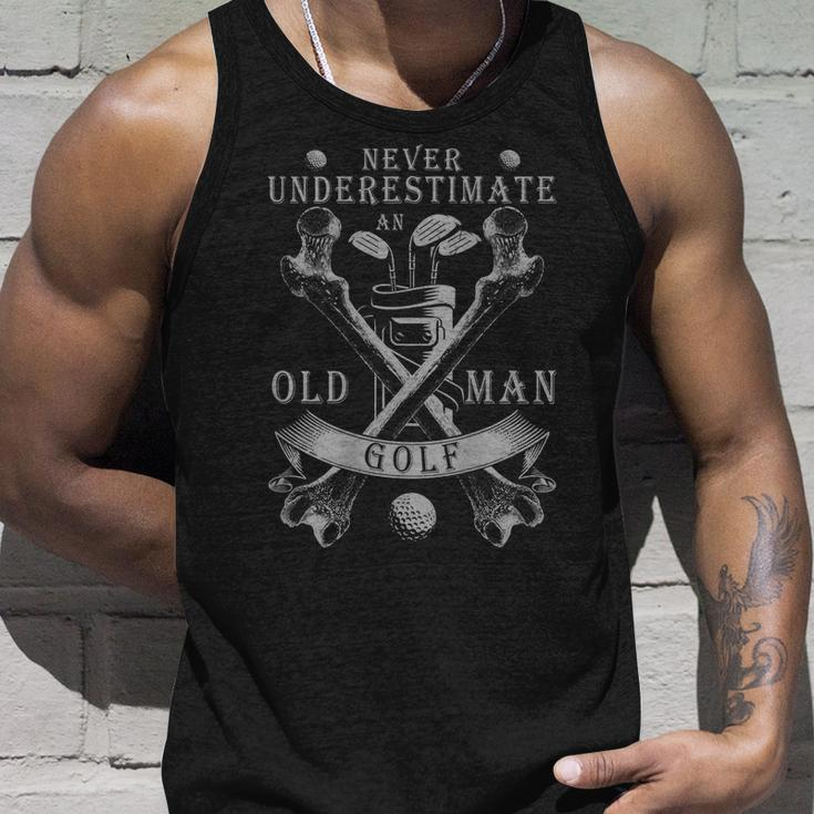 Never Underestimate An Old Man At Golf Unisex Tank Top Gifts for Him