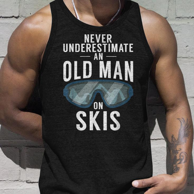 Never Underestimate An Old Man On Skis Winter Sport Skier Unisex Tank Top Gifts for Him