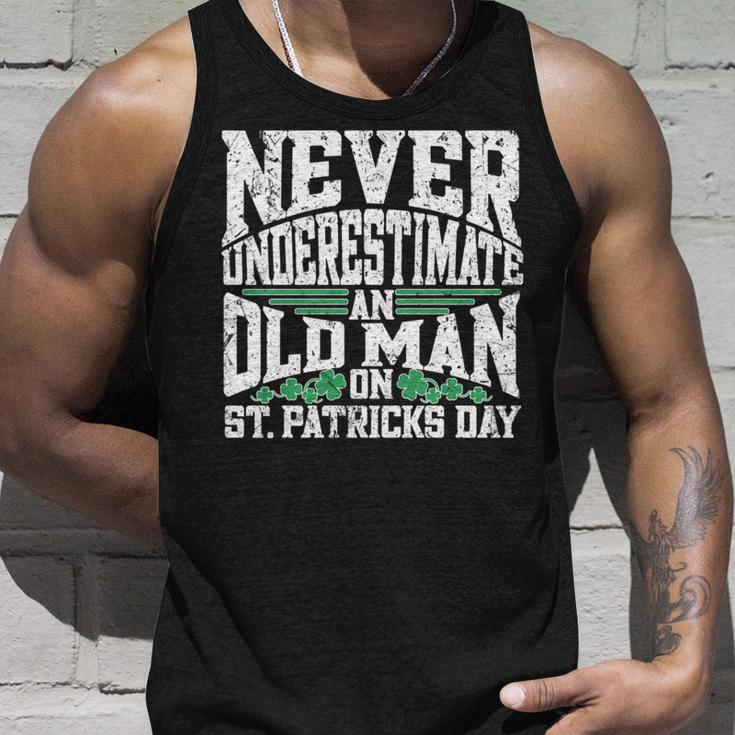 Never Underestimate An Old Man On St Patricks Day Unisex Tank Top Gifts for Him