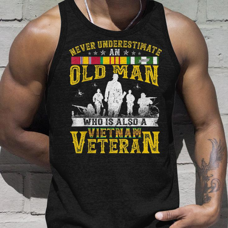 Never Underestimate An Old Man Vietnam Veteran Gift For Mens Unisex Tank Top Gifts for Him