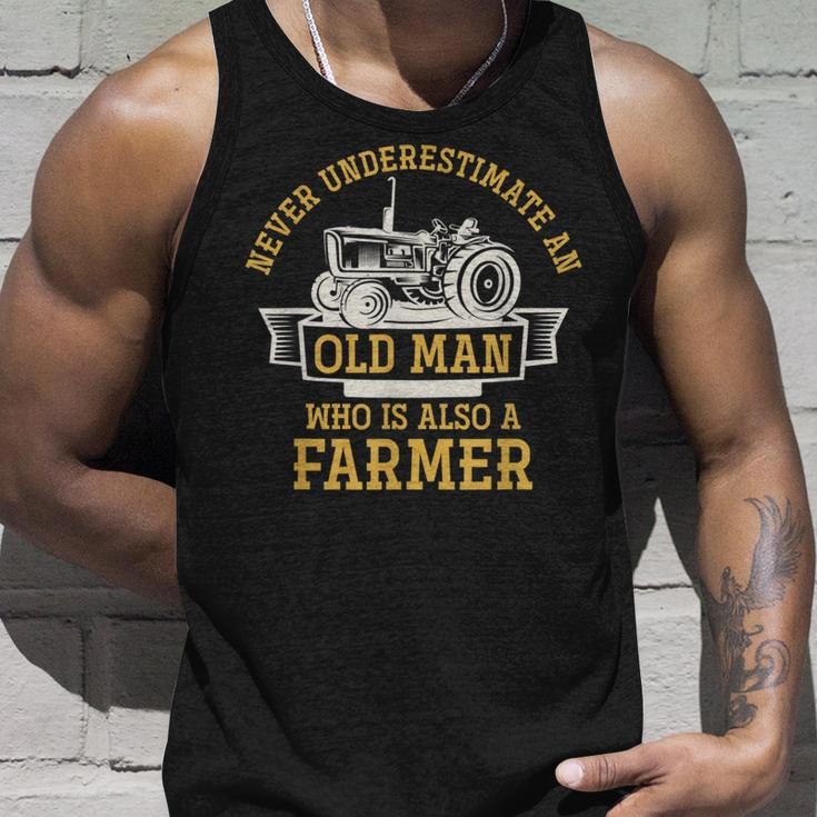 Never Underestimate An Old Man Who Is Also A Farmer Unisex Tank Top Gifts for Him